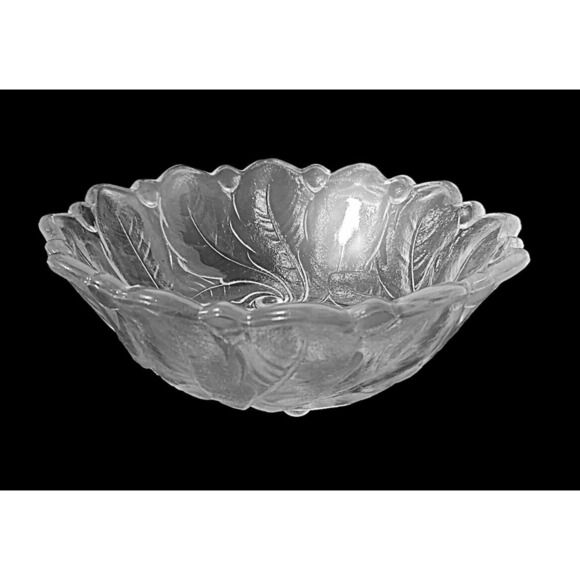 Frosted Glass Fruit Bowl Master Berry from Indiana Glass Wild Rose Pattern - Picture 6 of 7